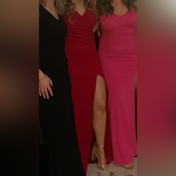 Windsor Red Sasha Formal High Slit Wrap Dress - Picture 4 of 9